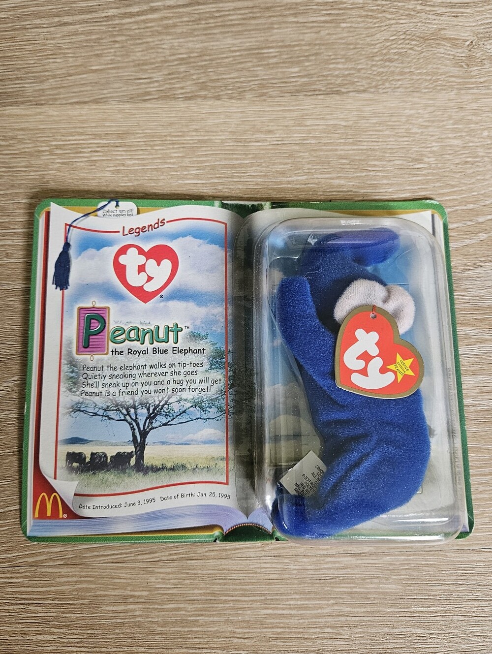 NWT TY Peanut the Elephant Teenie Beanie Baby (McDonald's 2000)